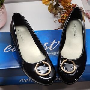 Easy Street Black Loafers with Gold Accent